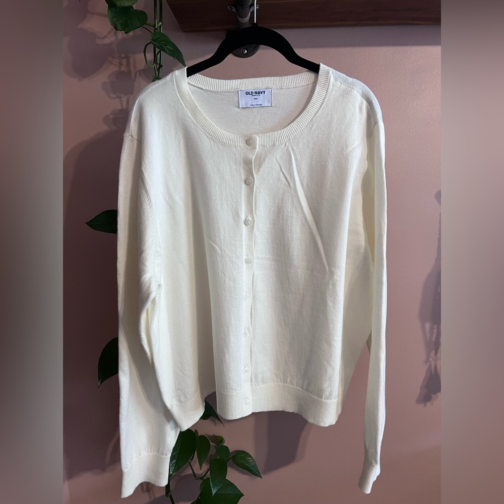 Old Navy Cream Lightweight Button-Up Cardigan